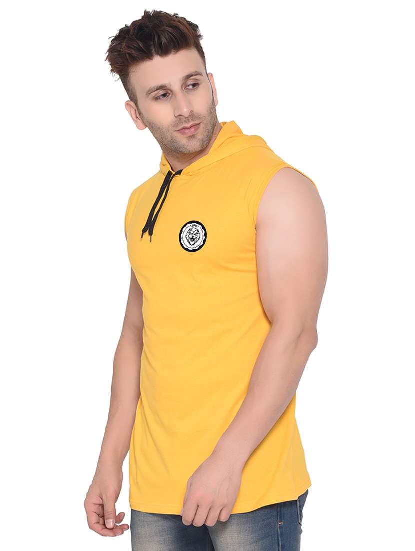 men solid sleeveless hooded t-shirt - 20842005 -  Standard Image - 1