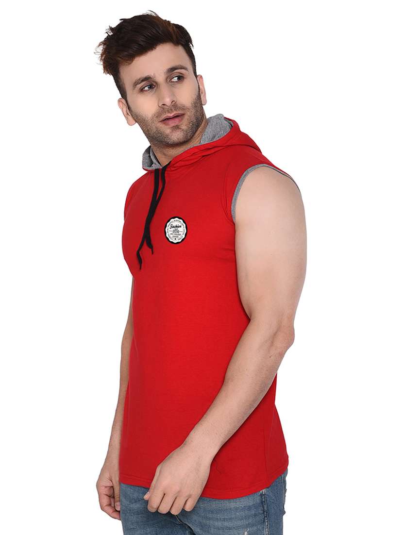 red solid cotton blend t-shirt - 20842028 -  Standard Image - 1