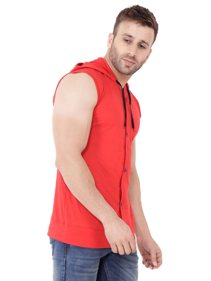 red solid cotton blend t-shirt - 20842061 -  Standard Image - 1