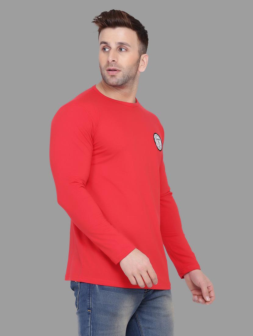 red solid cotton blend t-shirt - 20842065 -  Standard Image - 1