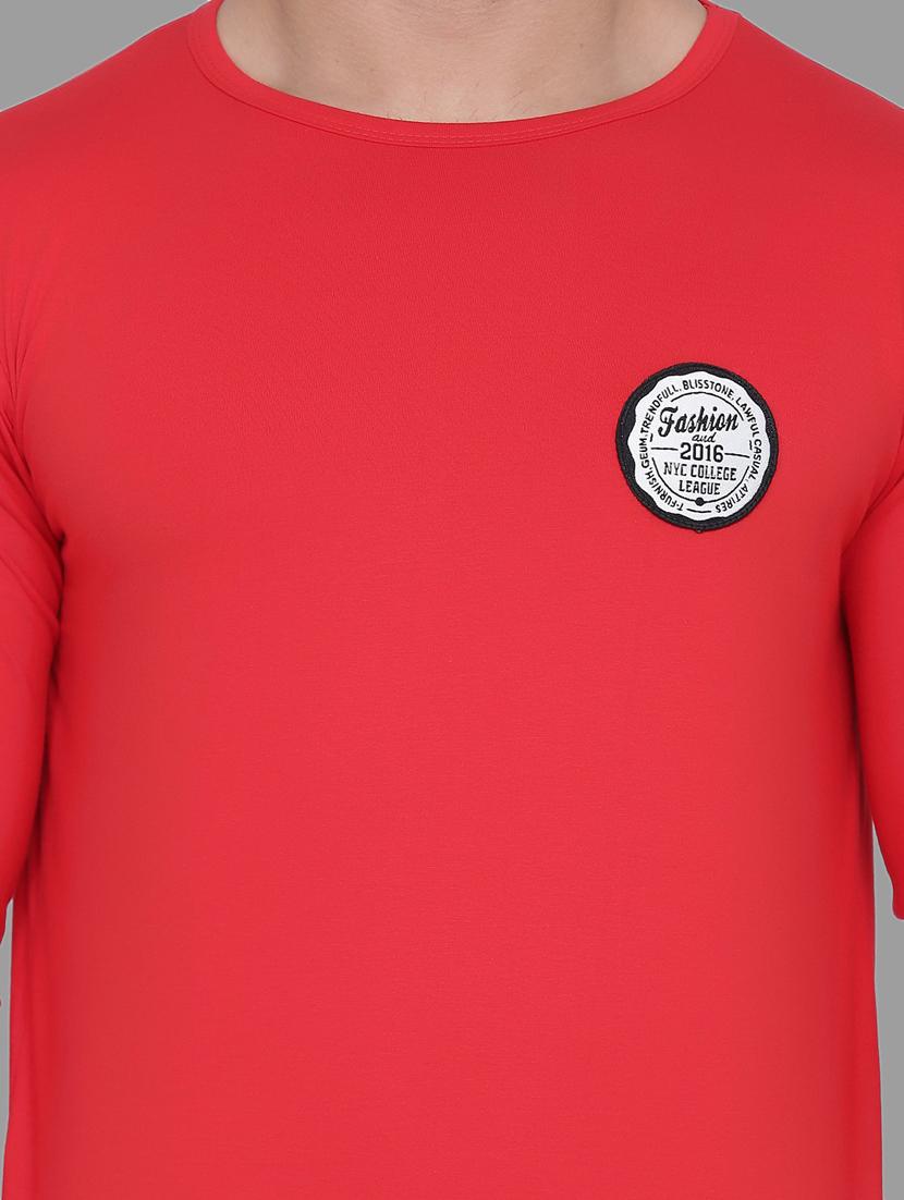 red solid cotton blend t-shirt - 20842065 - Standard Image - 4
