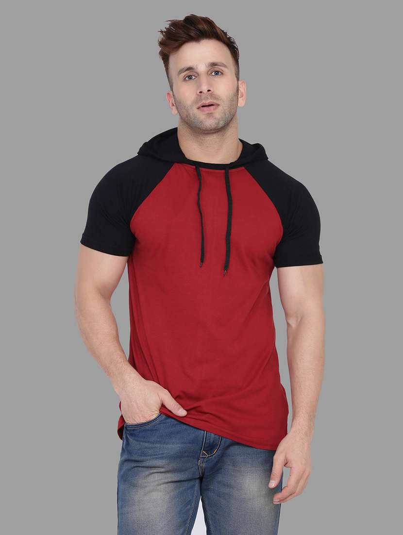 maroon cotton blend t-shirt