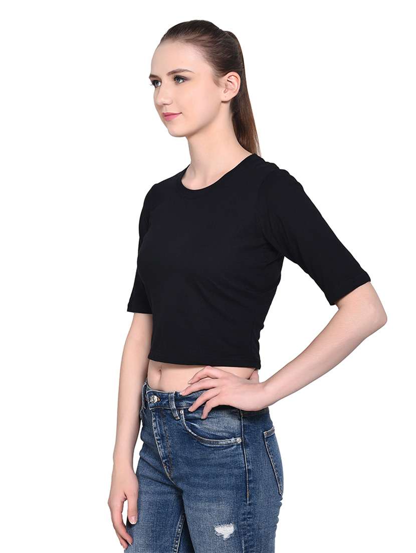 women solid round neck t-shirt - 20842136 -  Standard Image - 1