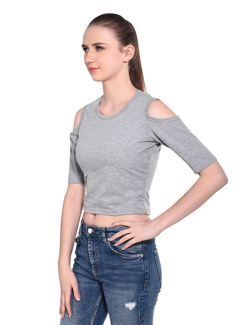 women solid round neck t-shirt - 20842144 -  Standard Image - 1