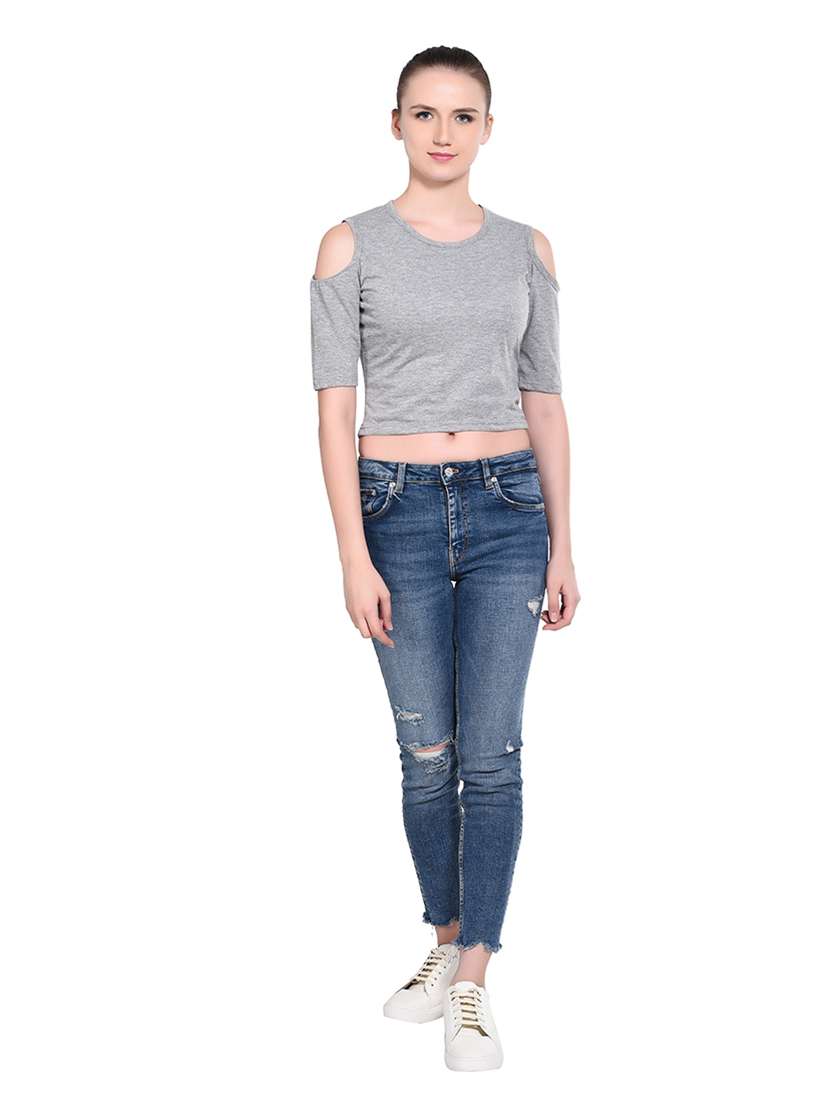 women solid round neck t-shirt - 20842144 -  Standard Image - 4