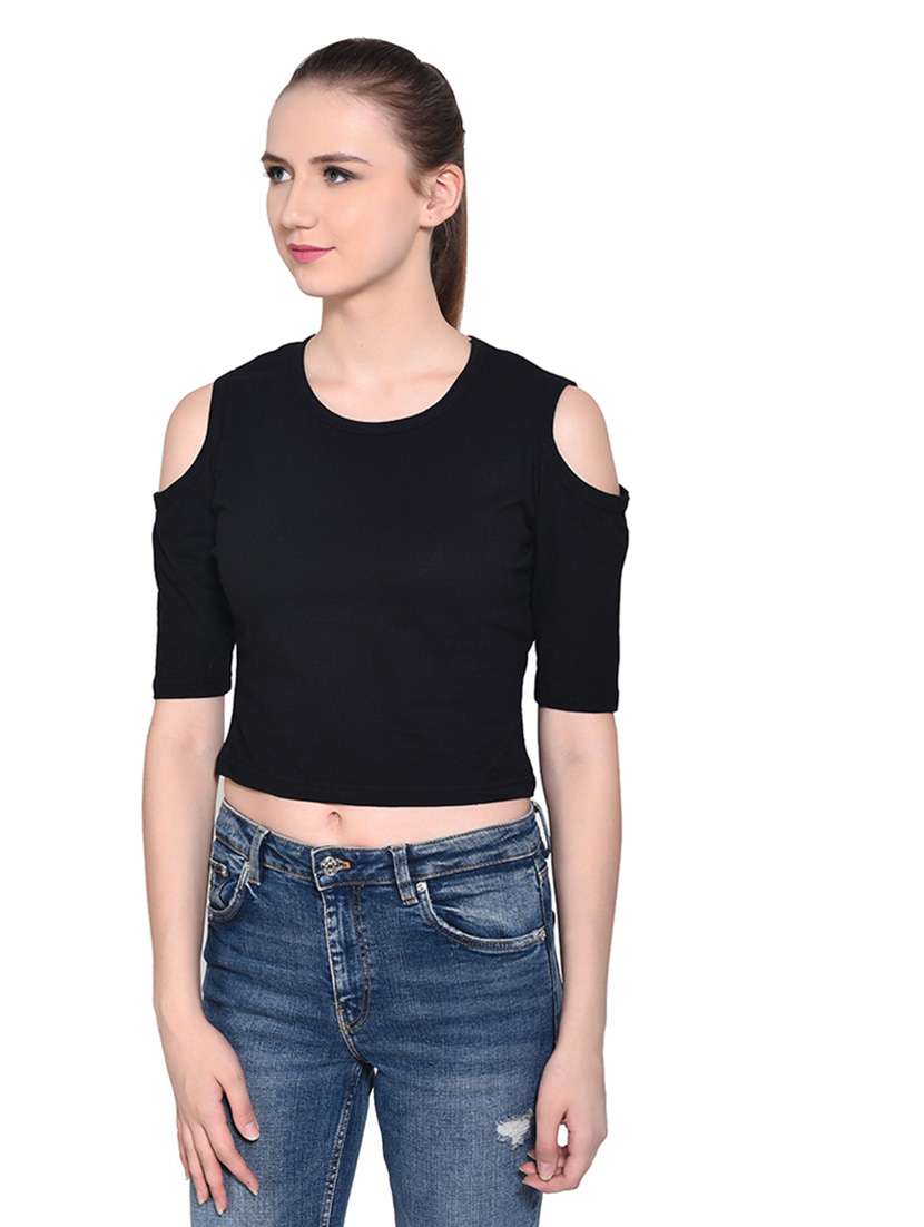 women solid round neck t-shirt - 20842146 -  Standard Image - 1