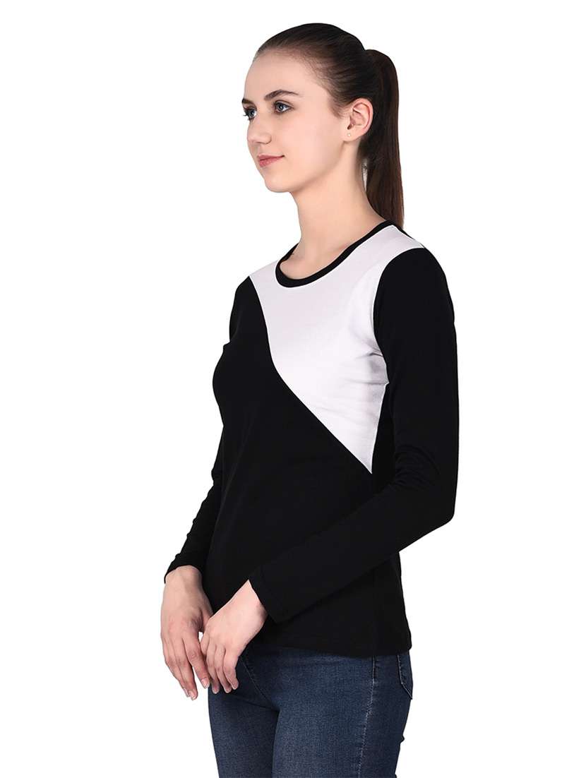 women color block round neck t-shirt - 20842149 -  Standard Image - 1