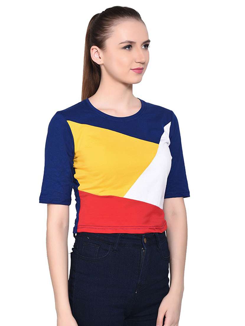 multi colored cotton blend crop tee - 20842150 -  Standard Image - 1