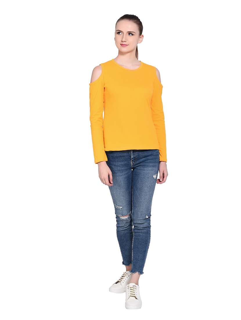 women solid round neck t-shirt - 20842152 -  Standard Image - 4