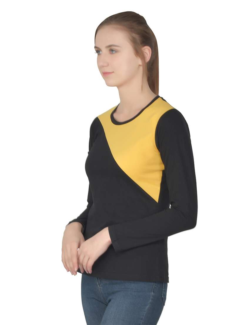 women color block round neck t-shirt - 20842157 -  Standard Image - 1