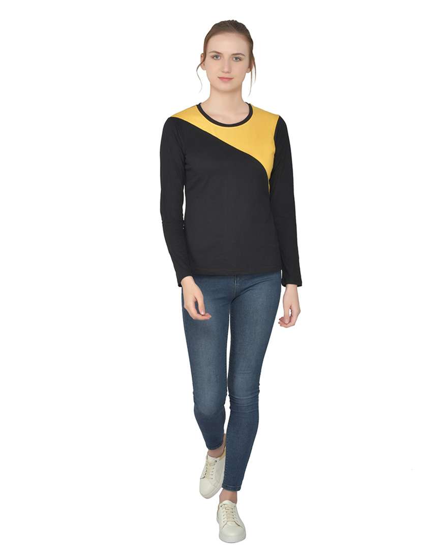 women color block round neck t-shirt - 20842157 -  Standard Image - 4