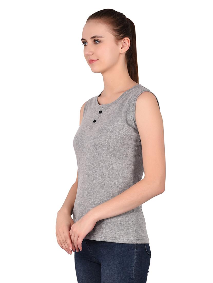 women solid round neck t-shirt - 20842165 - Standard Image - 1