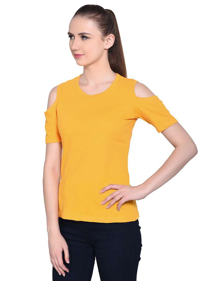 mustard cotton blend t-shirt - 20842166 -  Standard Image - 1