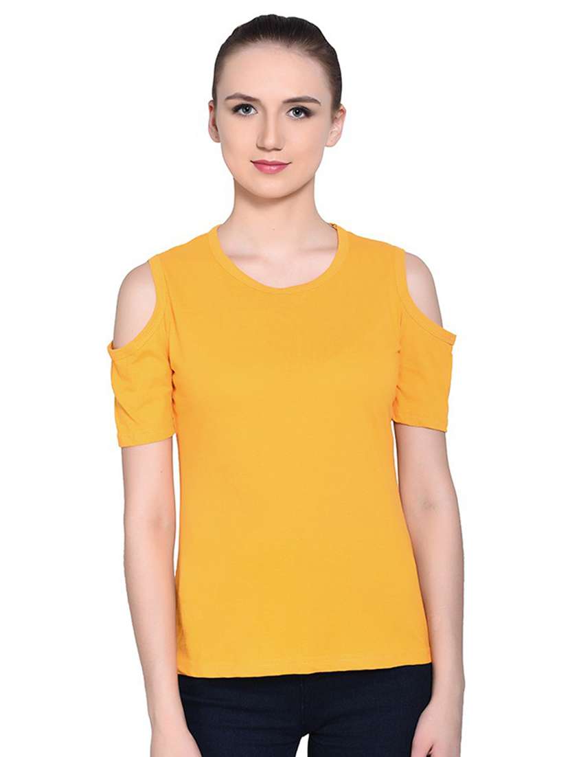 mustard cotton blend t-shirt - 20842166 -  Standard Image - 4