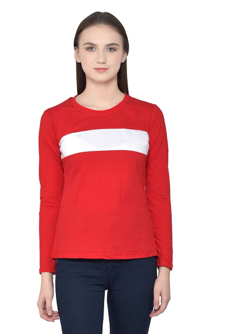 women color block round neck t-shirt