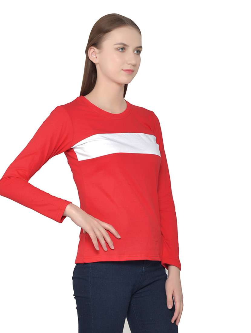 women color block round neck t-shirt - 20842167 -  Standard Image - 1
