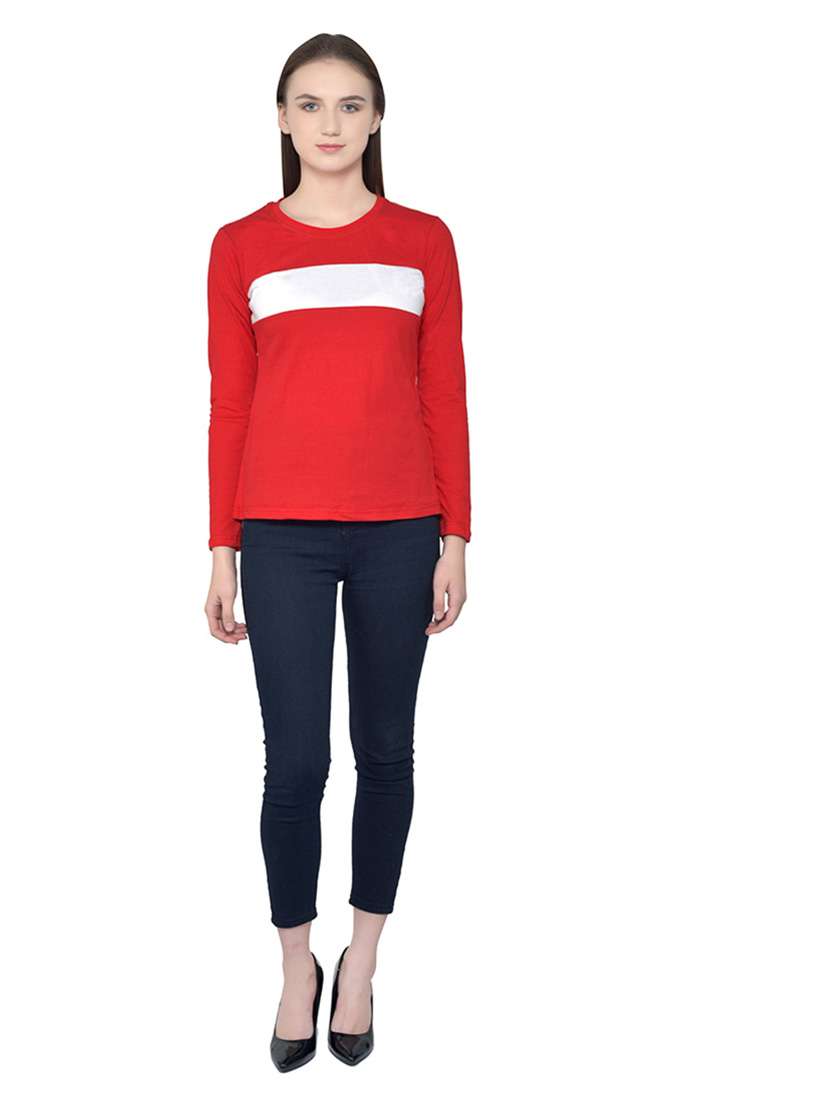 women color block round neck t-shirt - 20842167 -  Standard Image - 4