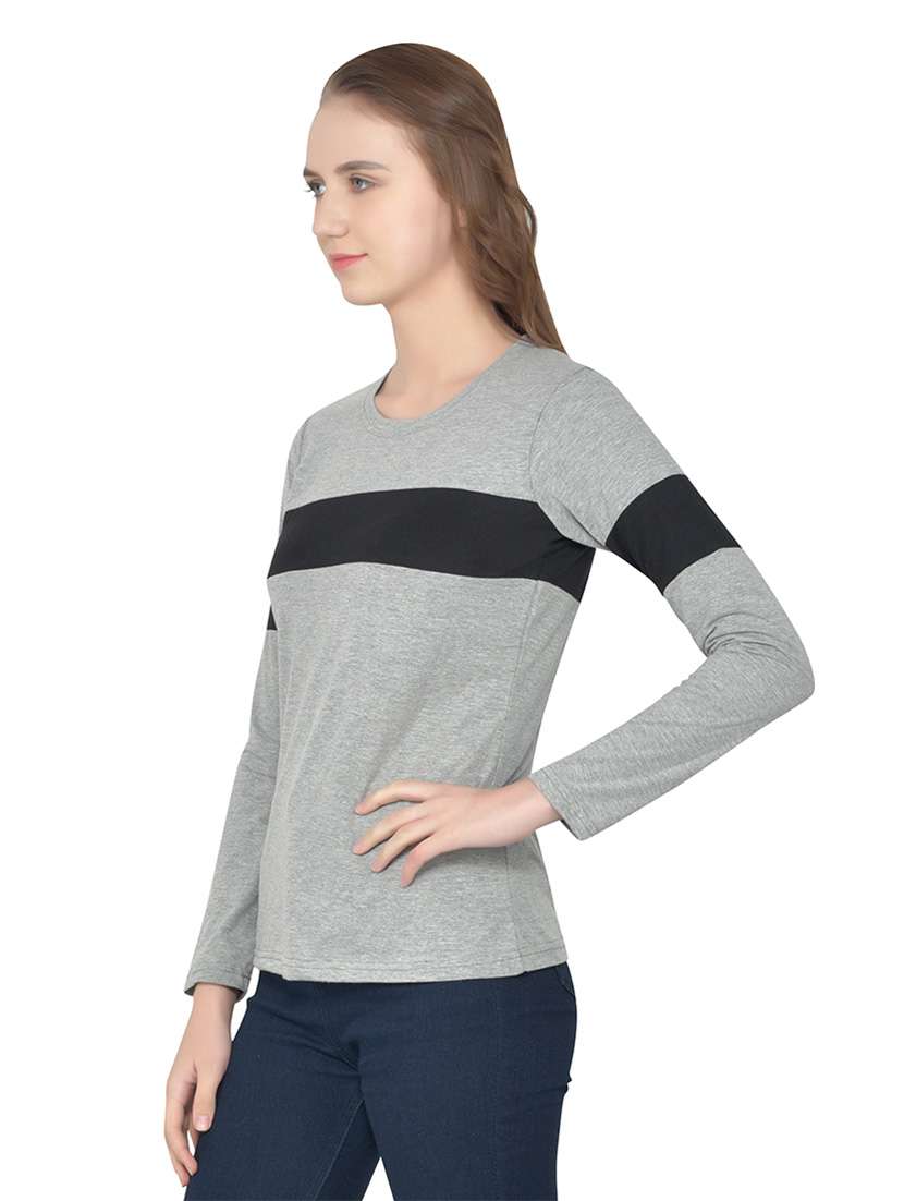 women color block round neck t-shirt - 20842176 -  Standard Image - 1