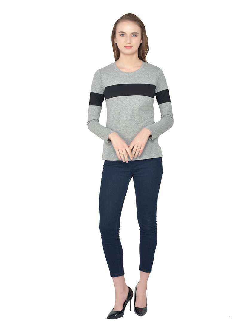 women color block round neck t-shirt - 20842176 -  Standard Image - 4