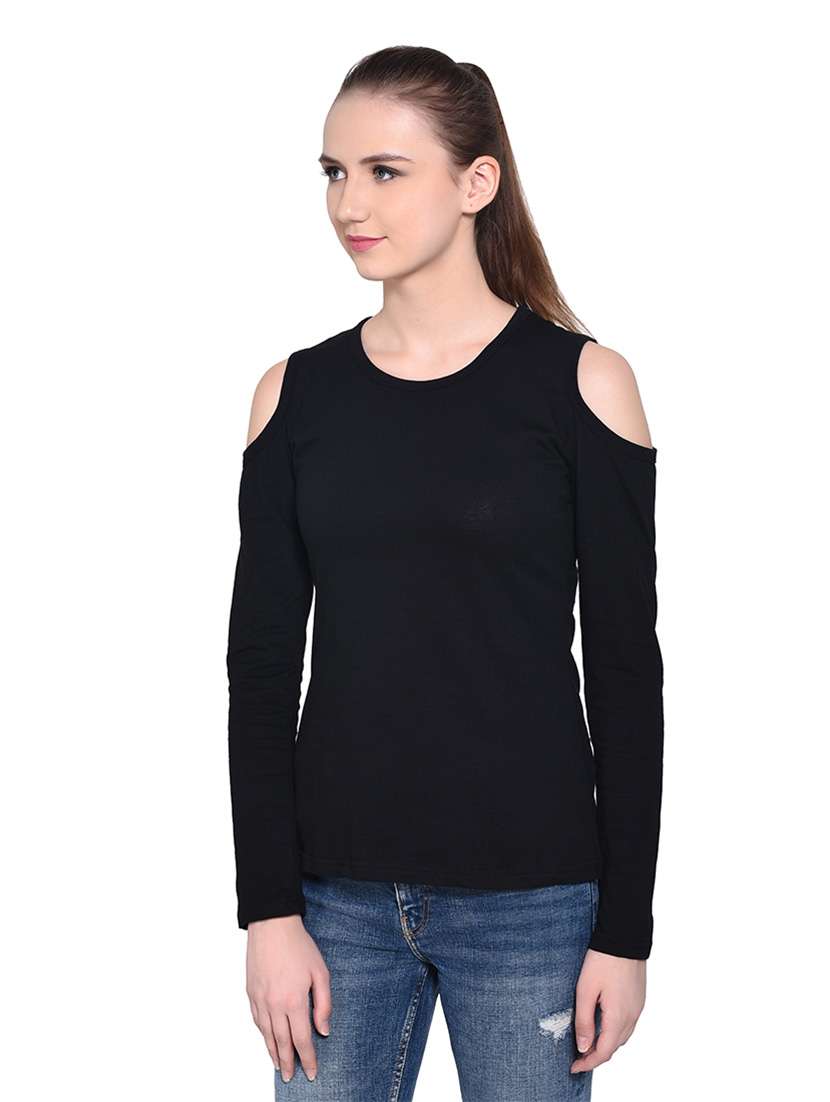 women solid round neck t-shirt - 20842185 -  Standard Image - 1