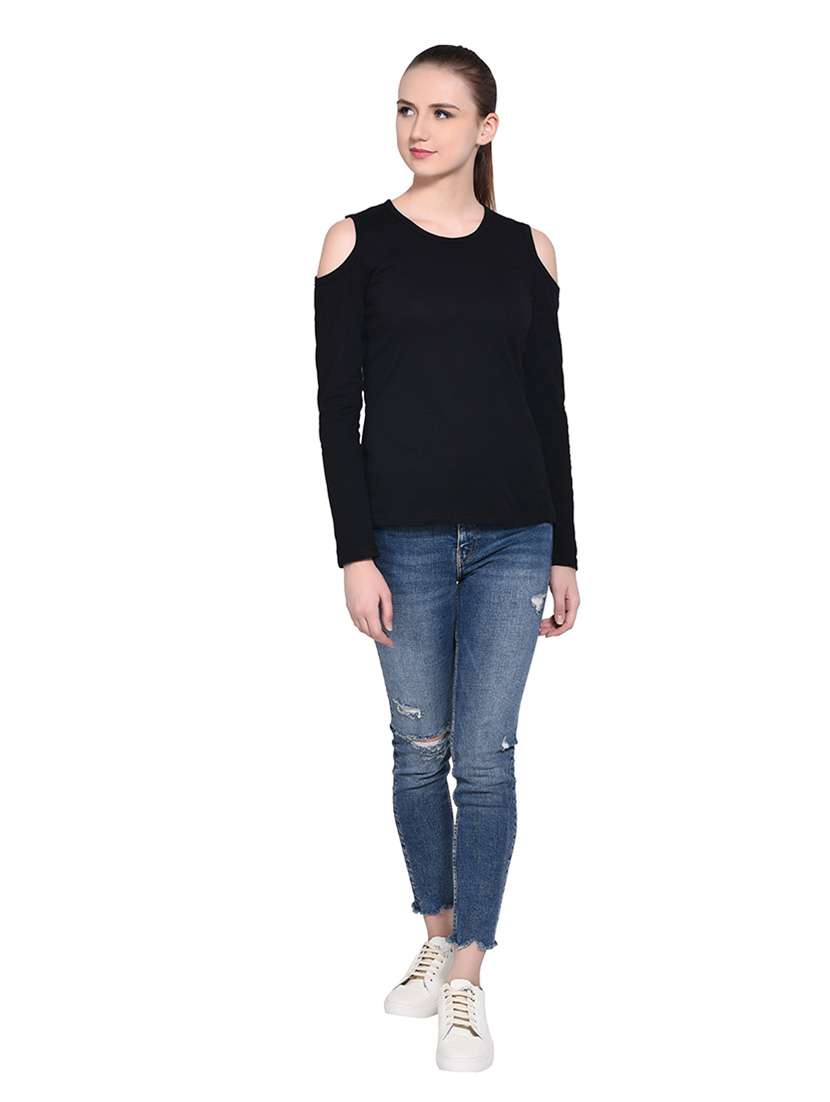 women solid round neck t-shirt - 20842185 -  Standard Image - 4