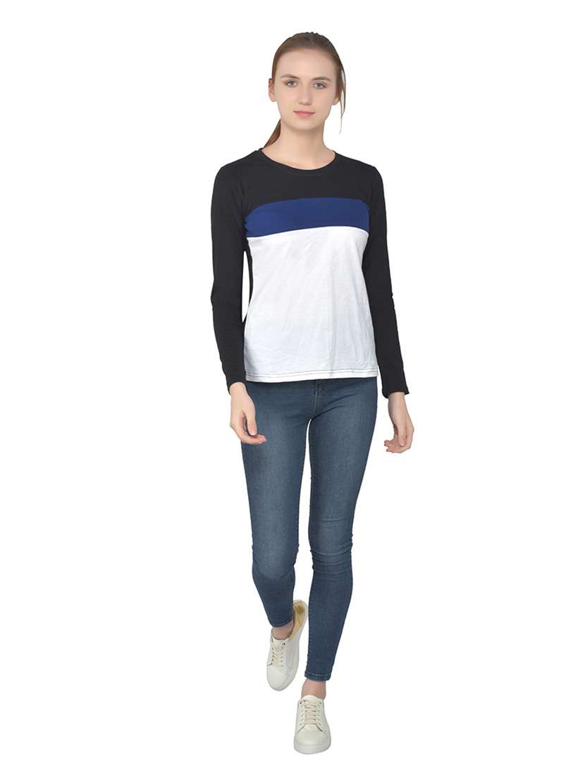 women color block round neck t-shirt - 20842186 -  Standard Image - 4