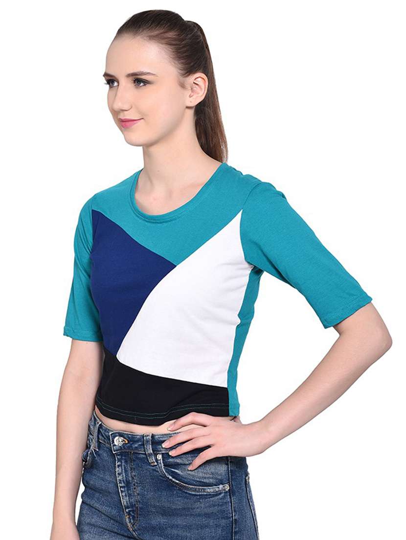 multi colored cotton blend crop tee - 20842189 -  Standard Image - 1