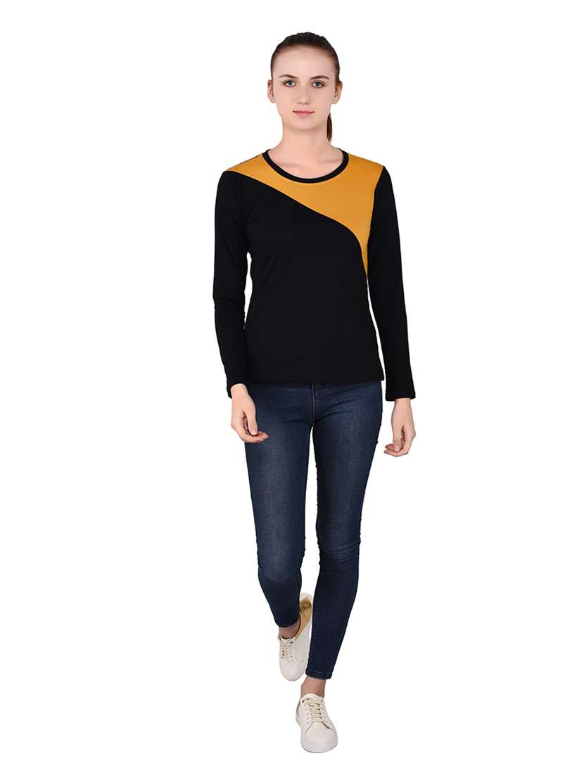 women color block round neck t-shirt - 20842191 -  Standard Image - 4