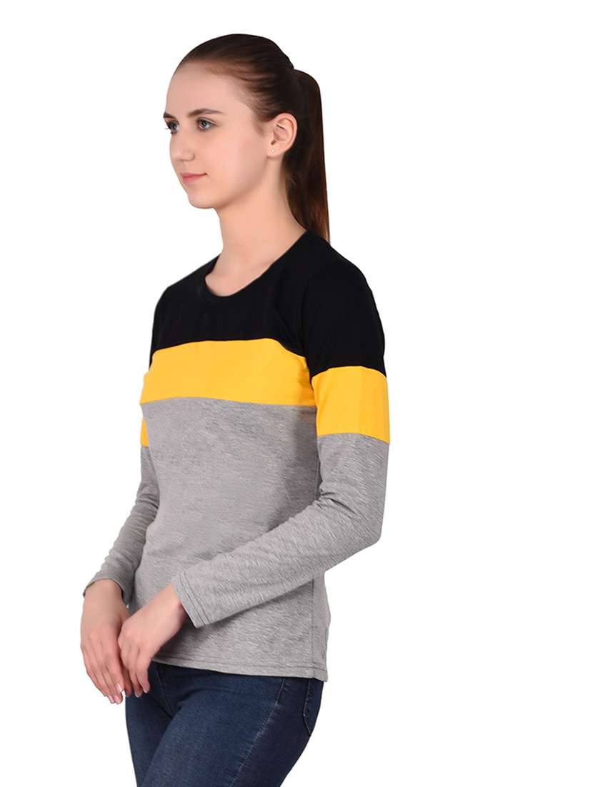 women color block round neck t-shirt - 20842194 -  Standard Image - 1