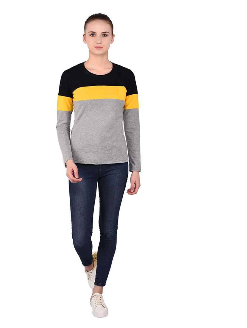women color block round neck t-shirt - 20842194 -  Standard Image - 4