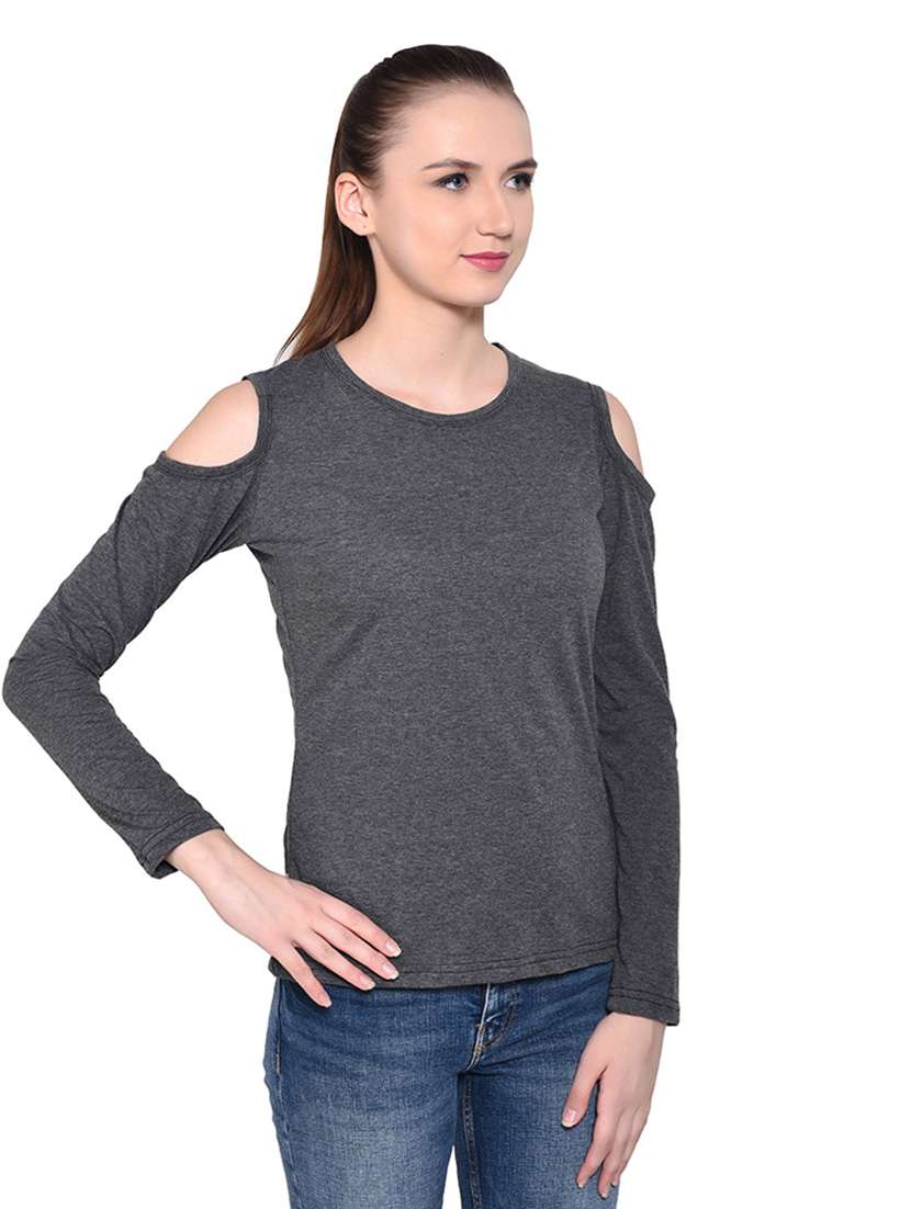 women solid round neck t-shirt - 20842199 -  Standard Image - 1