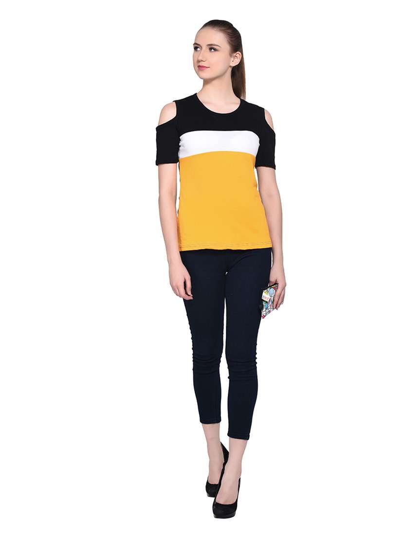 women color block round neck t-shirt - 20842205 -  Standard Image - 4