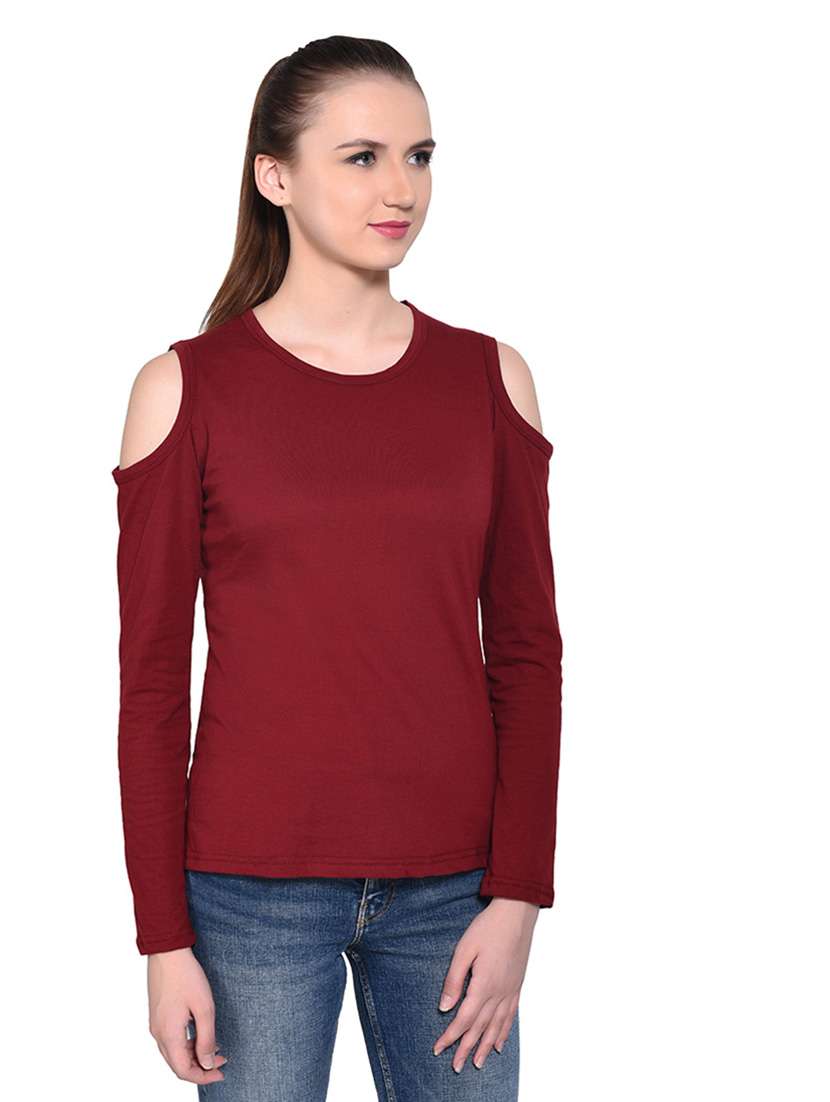 women solid round neck t-shirt - 20842206 -  Standard Image - 1