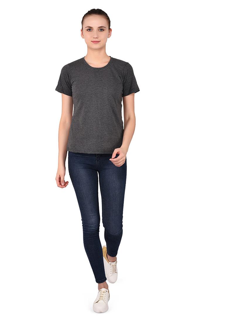 women solid round neck t-shirt - 20842212 - Standard Image - 4