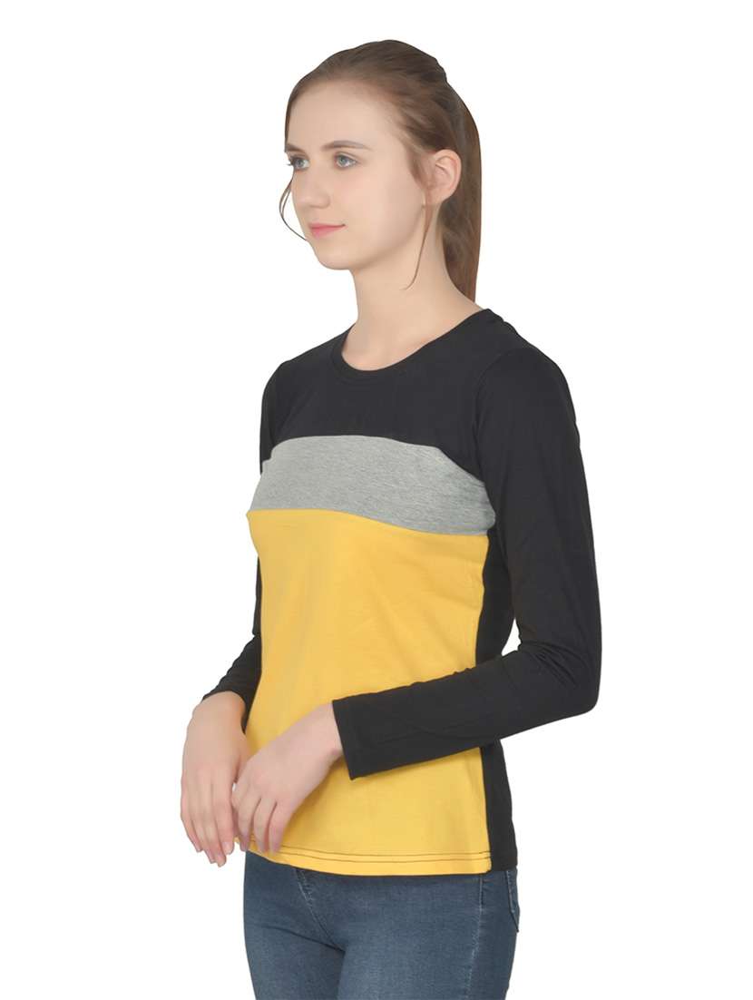 women color block round neck t-shirt - 20842213 -  Standard Image - 1