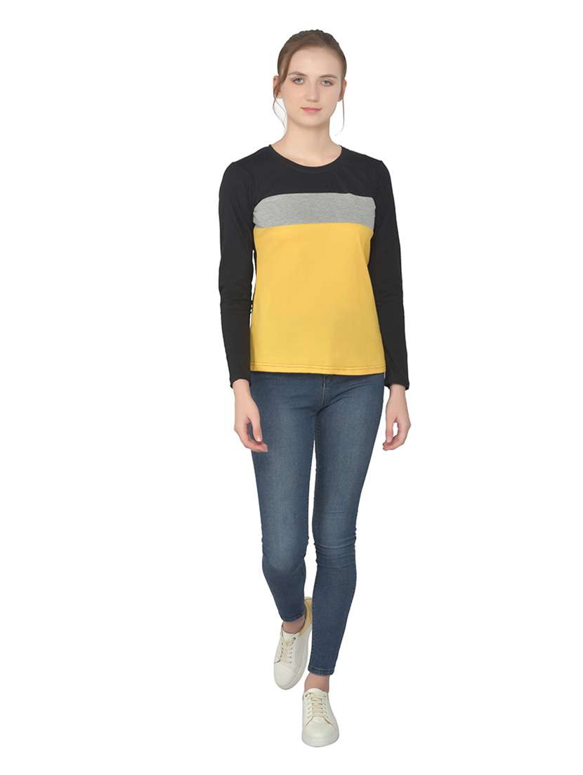 women color block round neck t-shirt - 20842213 -  Standard Image - 4