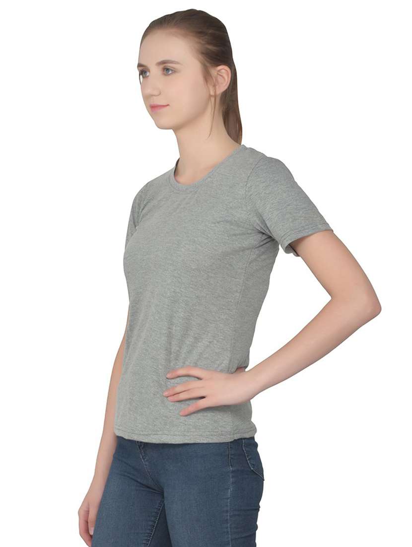 grey cotton blend plain t-shirt - 20842220 -  Standard Image - 1