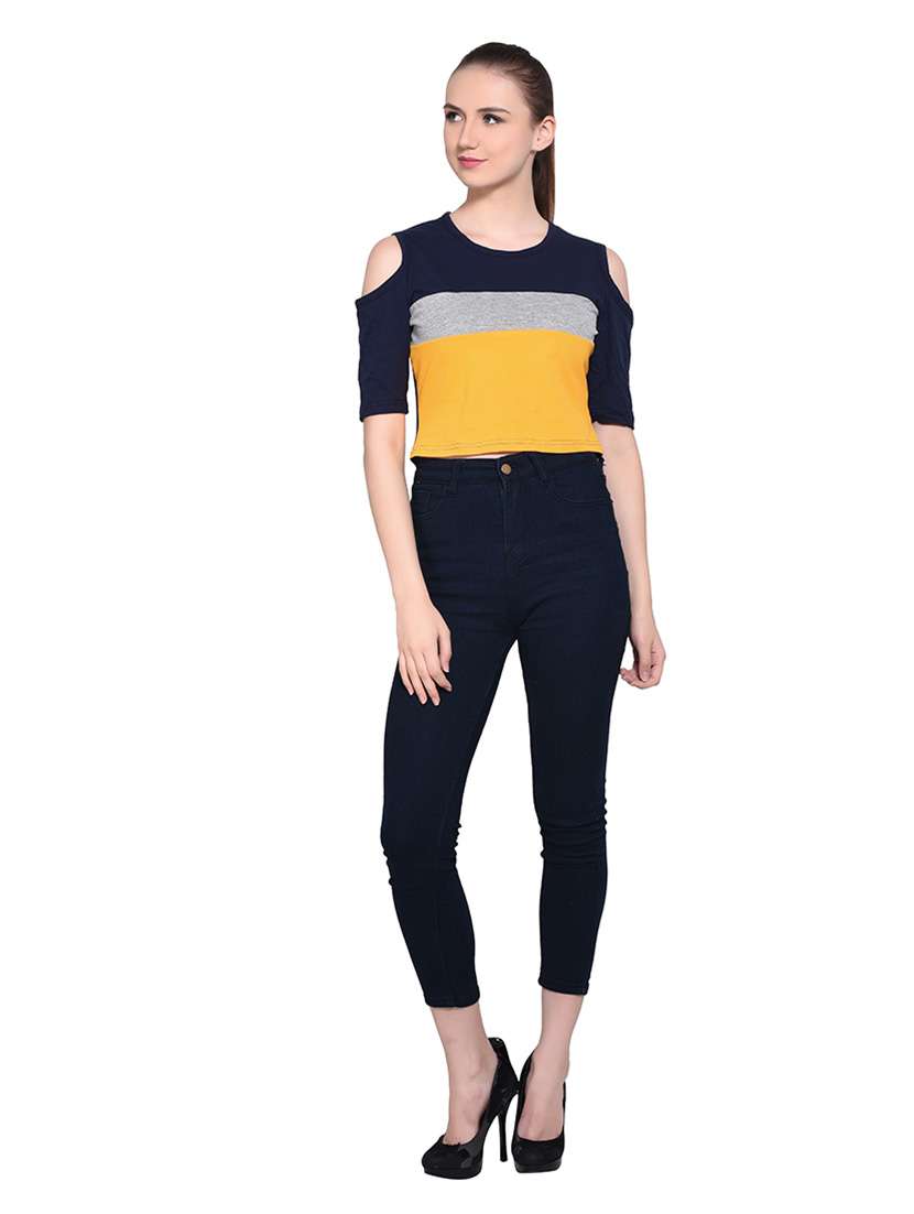 women color block round neck t-shirt - 20842227 -  Standard Image - 4