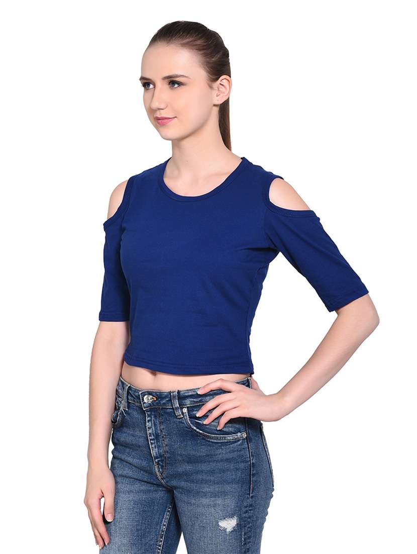 women solid round neck t-shirt - 20842228 -  Standard Image - 1
