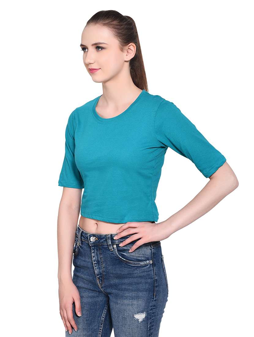 women solid round neck t-shirt - 20842232 -  Standard Image - 1