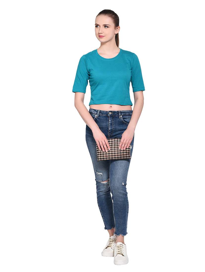 women solid round neck t-shirt - 20842232 -  Standard Image - 4