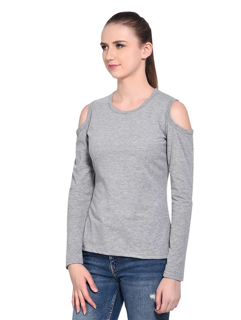 women solid round neck t-shirt - 20842240 -  Standard Image - 1