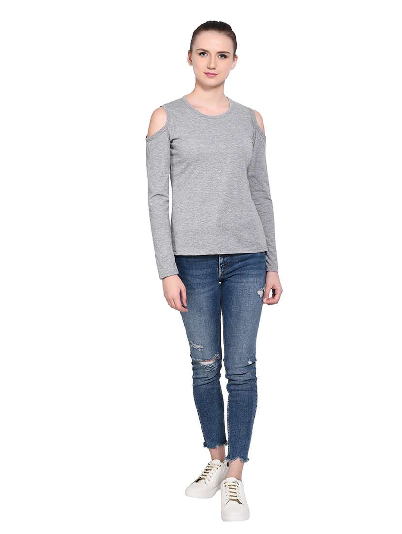 women solid round neck t-shirt - 20842240 -  Standard Image - 4