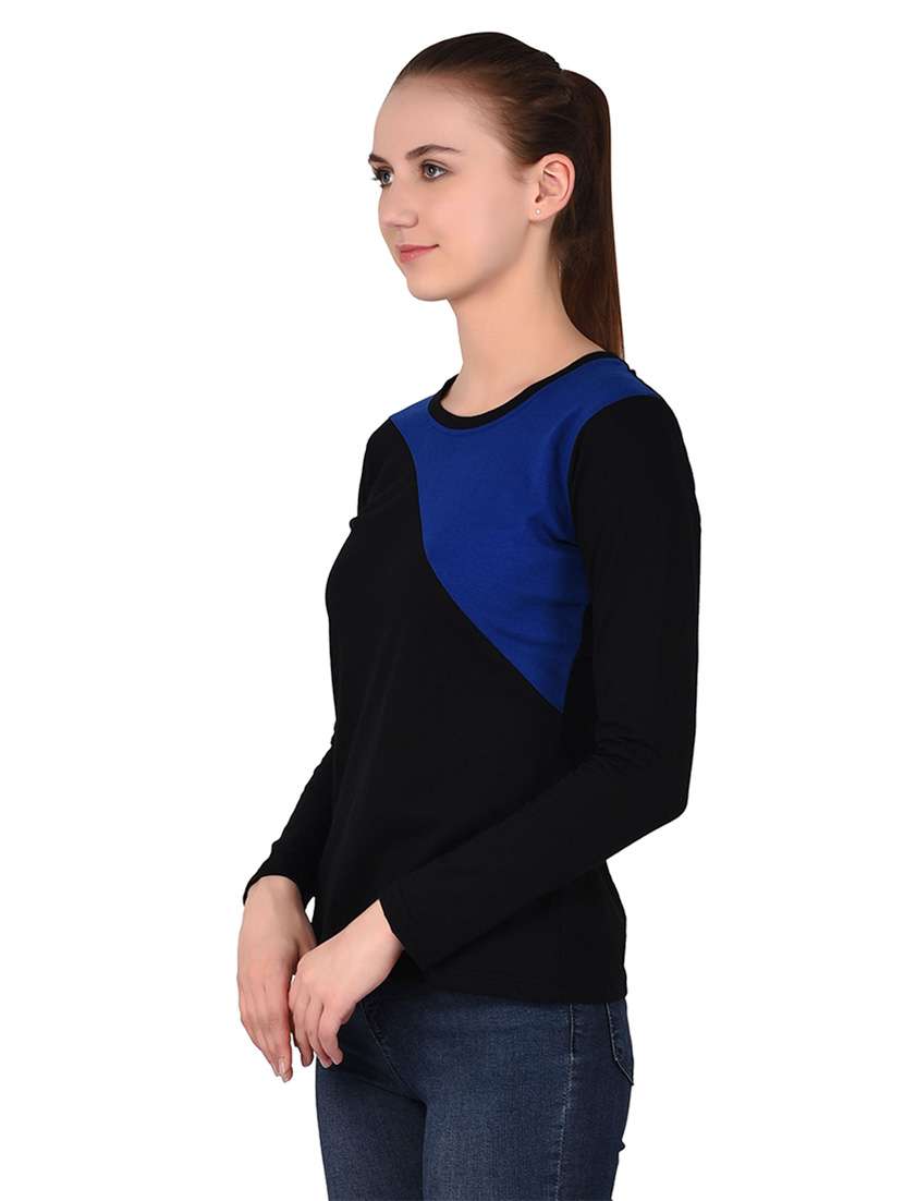 women color block round neck t-shirt - 20842242 -  Standard Image - 1