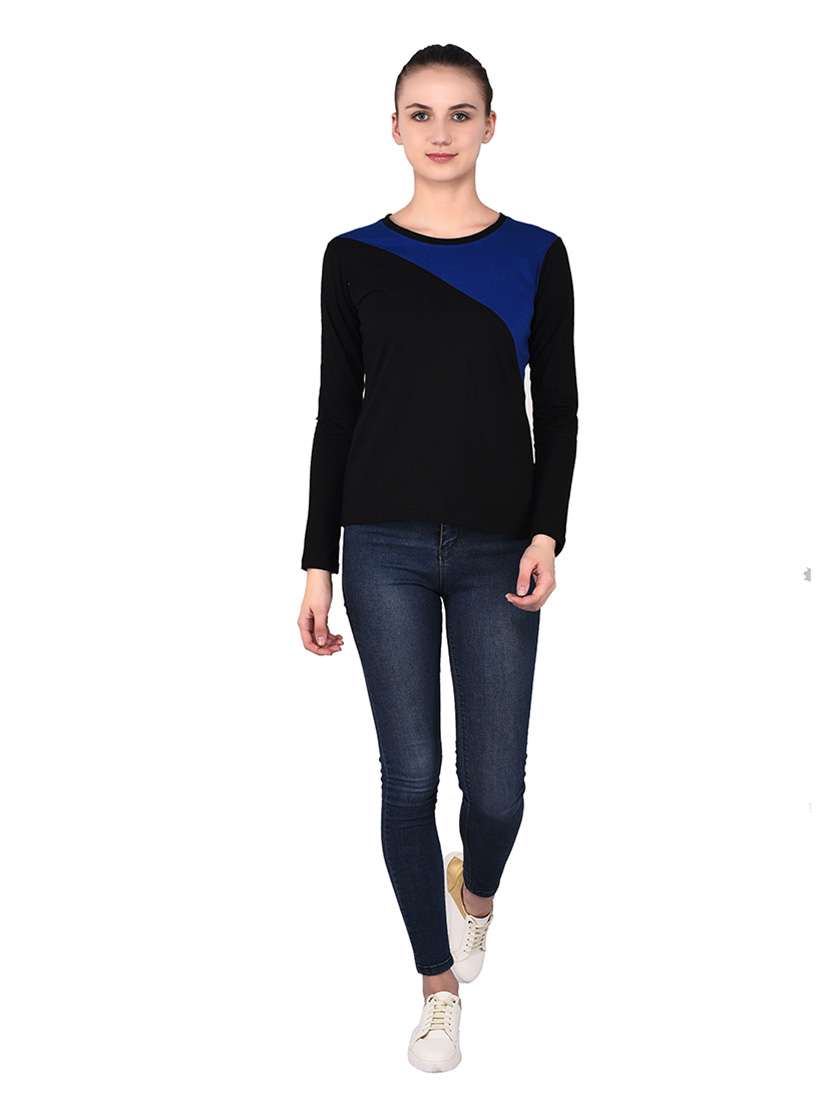 women color block round neck t-shirt - 20842242 -  Standard Image - 4