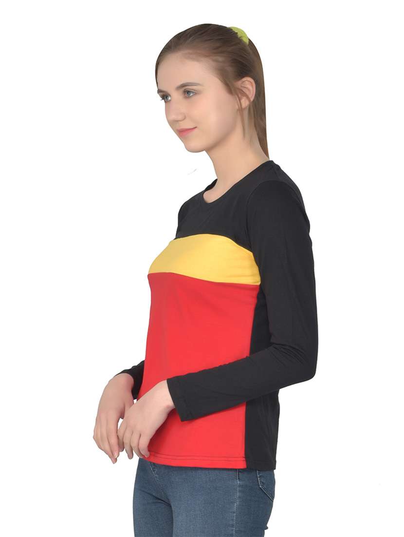 women color block round neck t-shirt - 20842244 -  Standard Image - 1