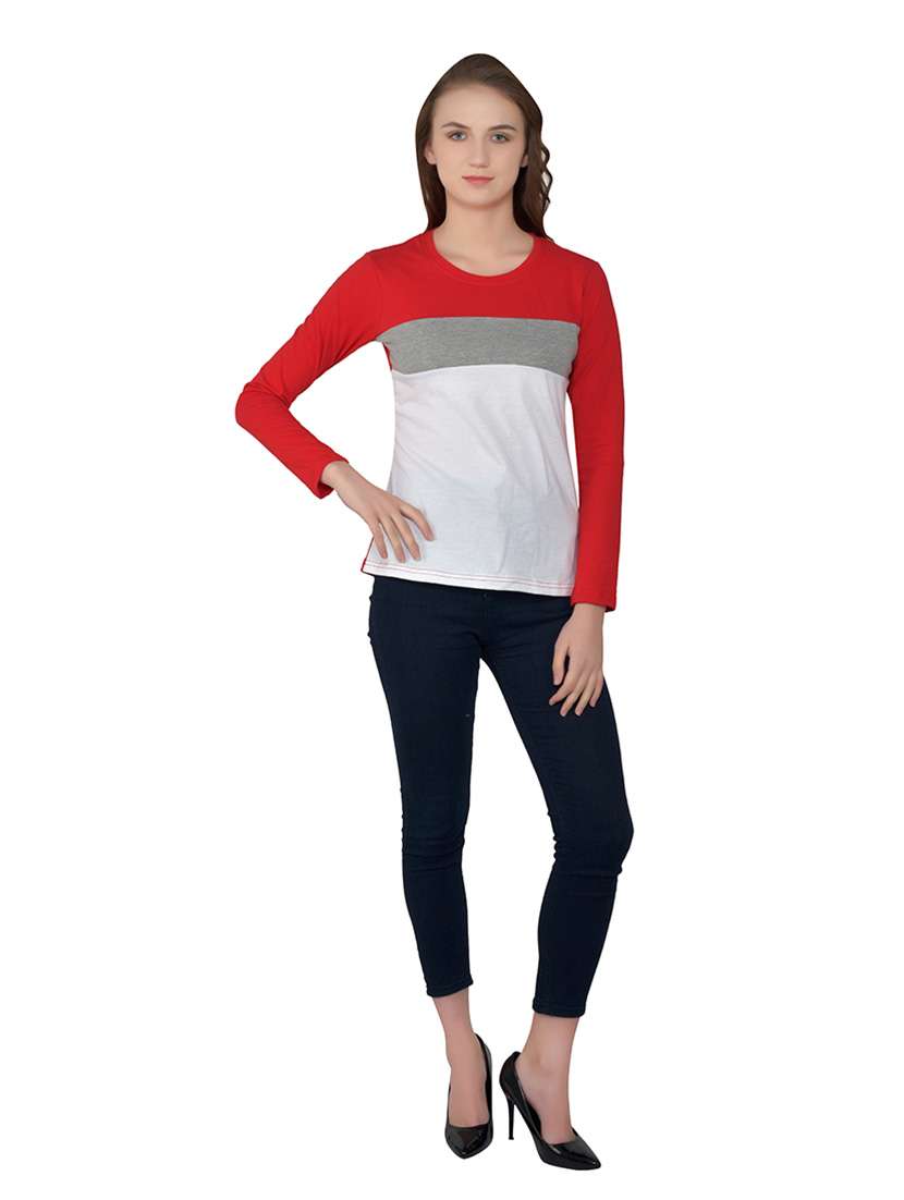 women color block round neck t-shirt - 20842247 -  Standard Image - 4