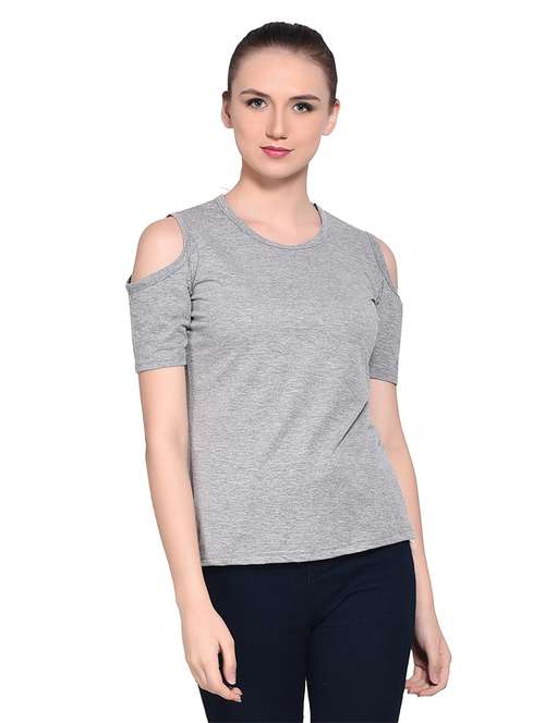 women solid round neck t-shirt - 20842248 - Standard Image - 0
