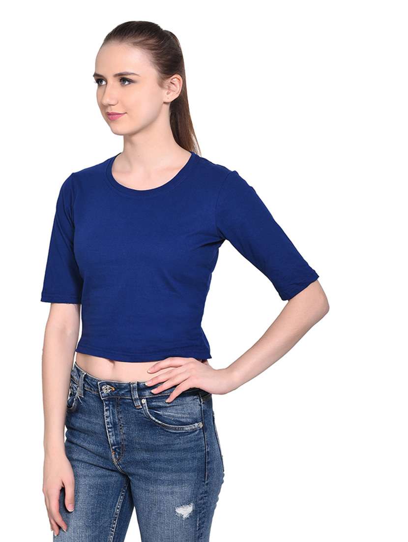 women solid round neck t-shirt - 20842250 -  Standard Image - 1