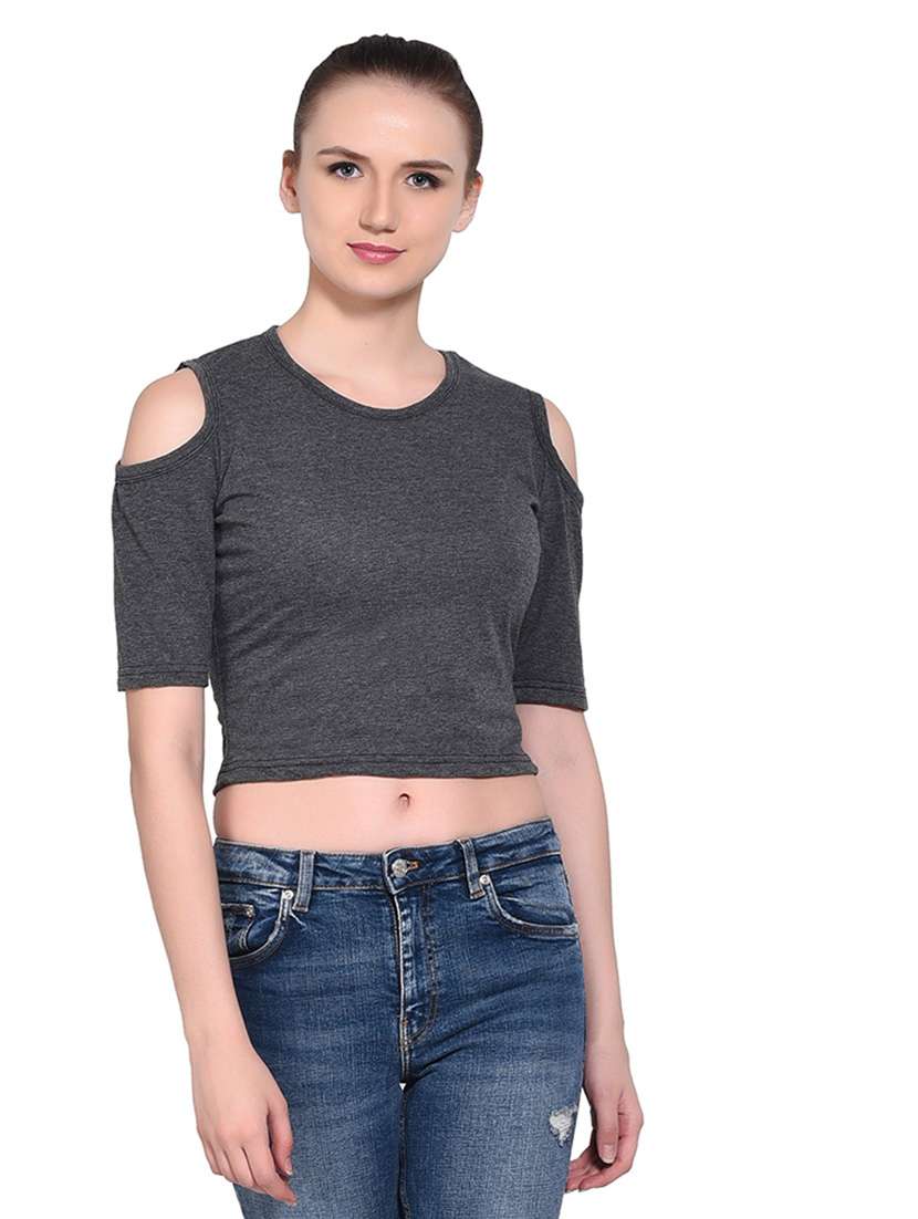 women solid round neck t-shirt - 20842251 - Zoom Image - 0